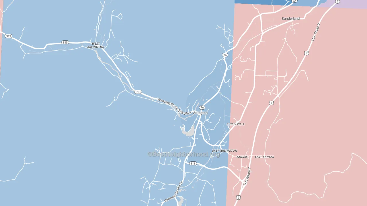 Arlington, VT block-group political-lean map