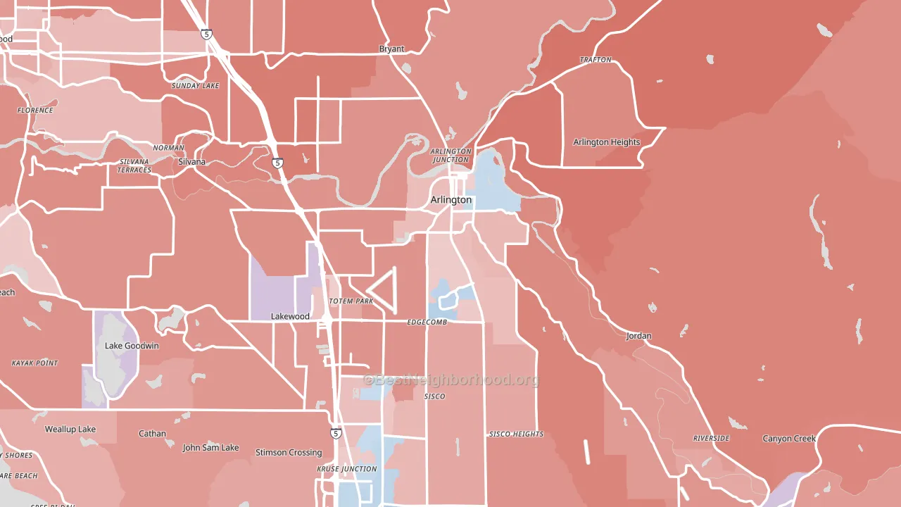 Arlington, WA block-group political-lean map
