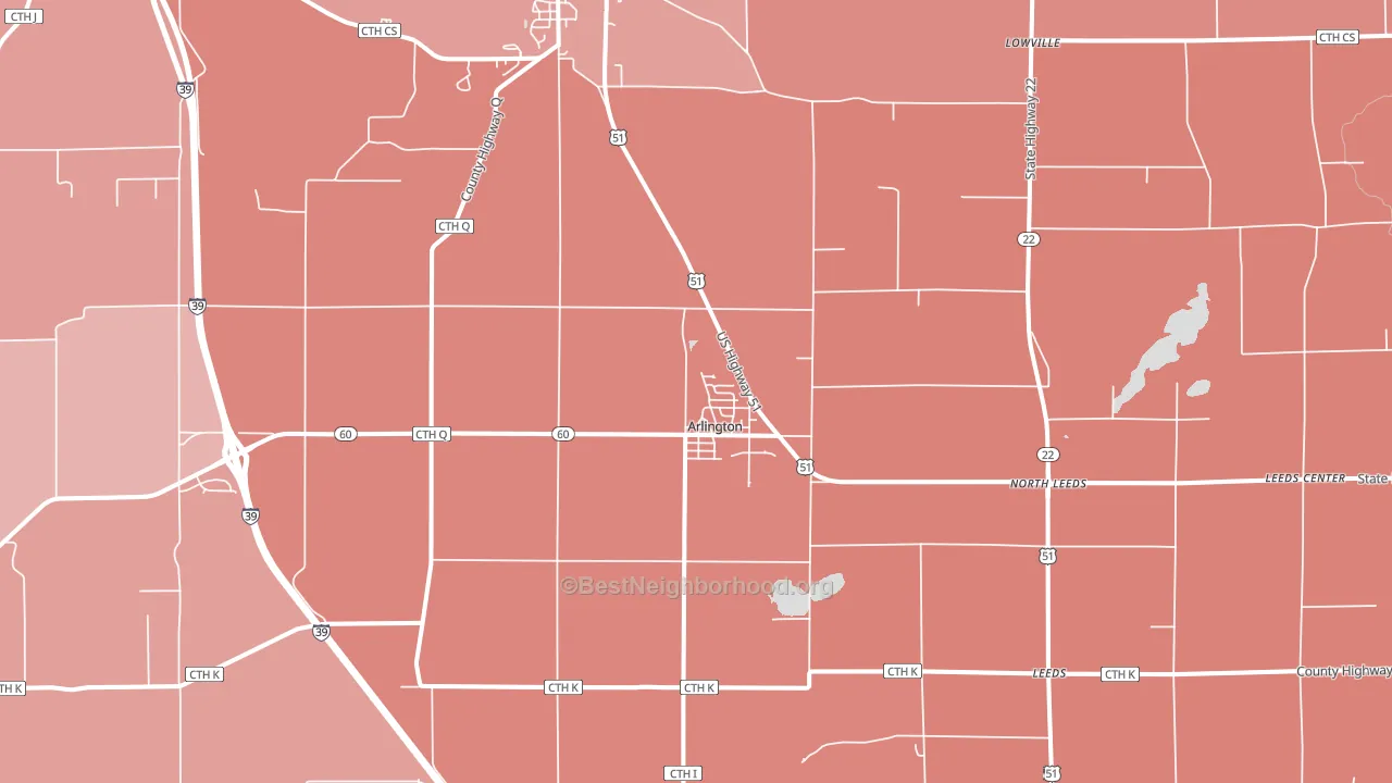 Arlington, WI block-group political-lean map