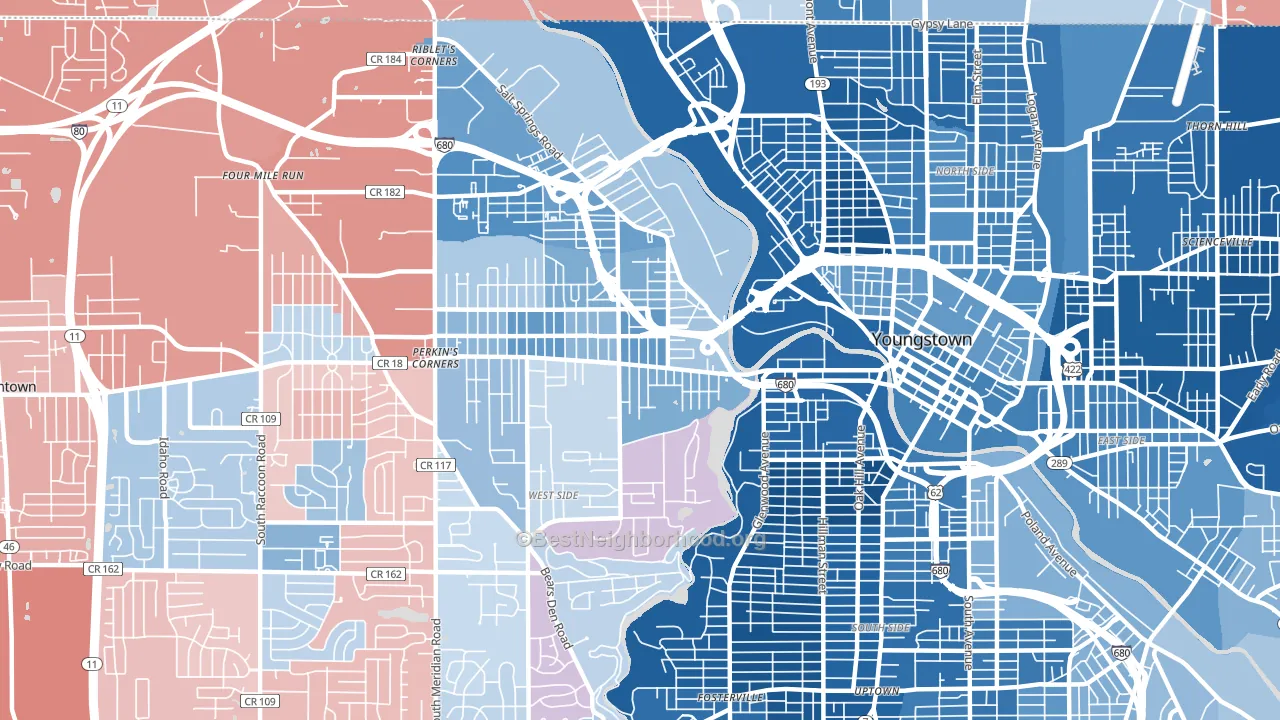 Arlington, Youngstown, OH block-group political-lean map