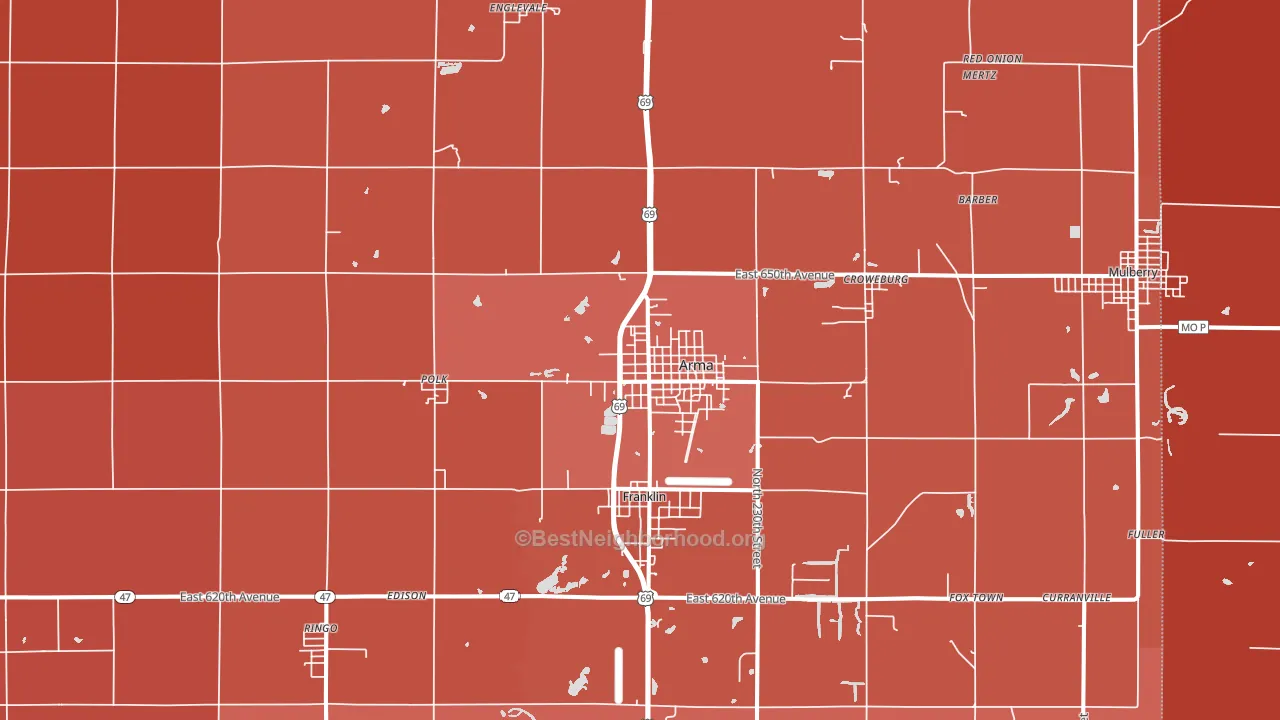 Arma, KS block-group political-lean map