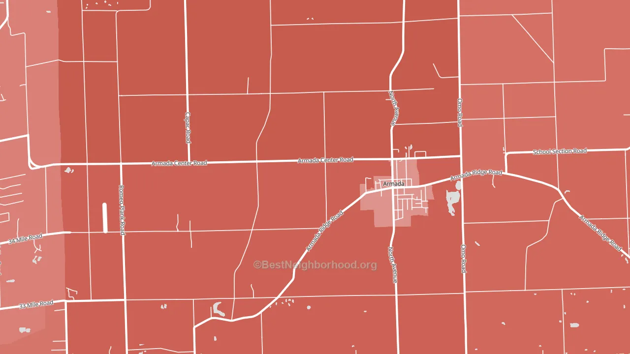 Armada, MI block-group political-lean map