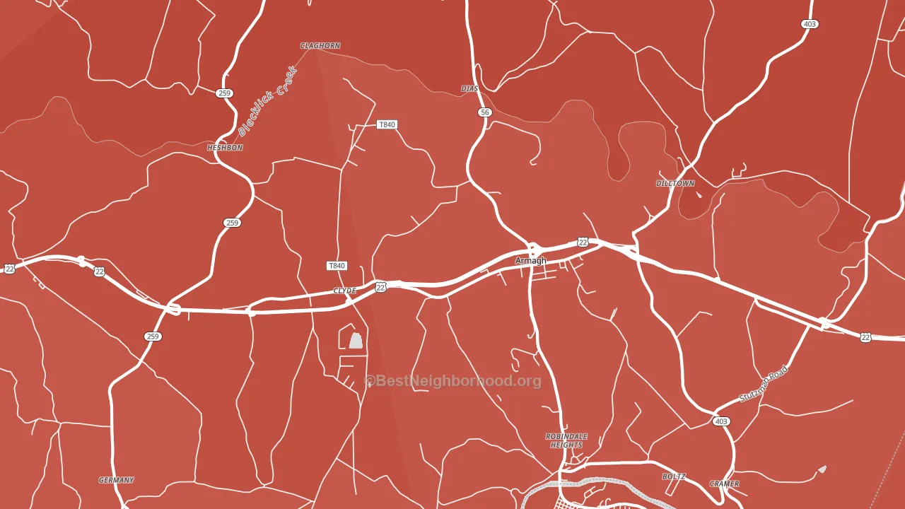 Armagh, PA block-group political-lean map