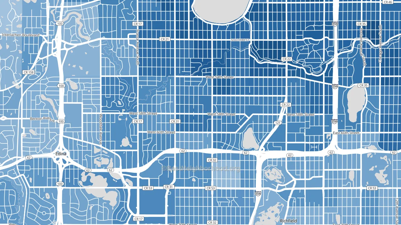 Armatage, Minneapolis, MN block-group political-lean map