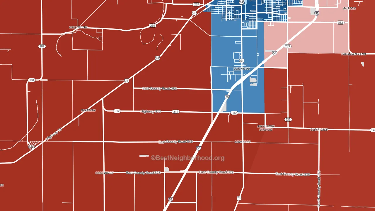 Armorel, AR block-group political-lean map