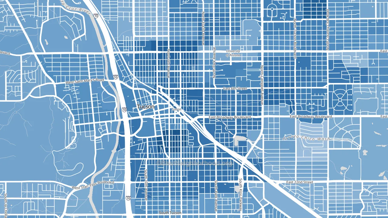 Armory Park, Tucson, AZ block-group political-lean map