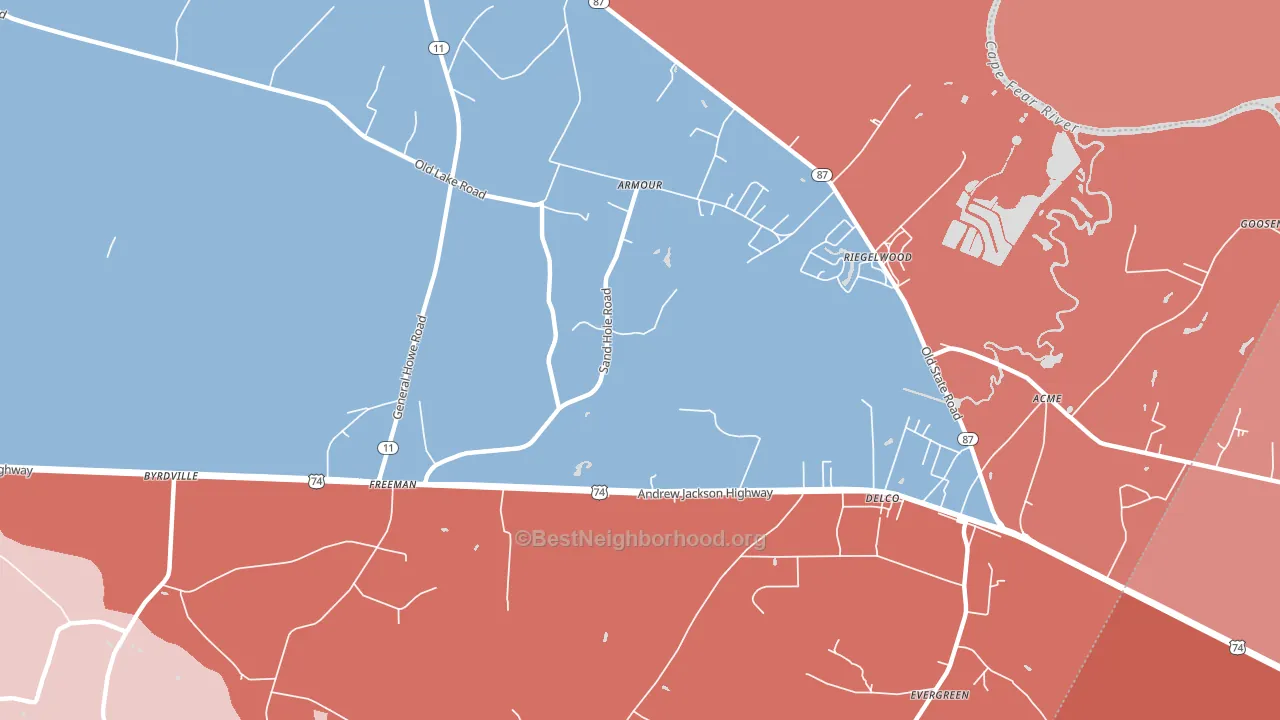 Armour, NC block-group political-lean map