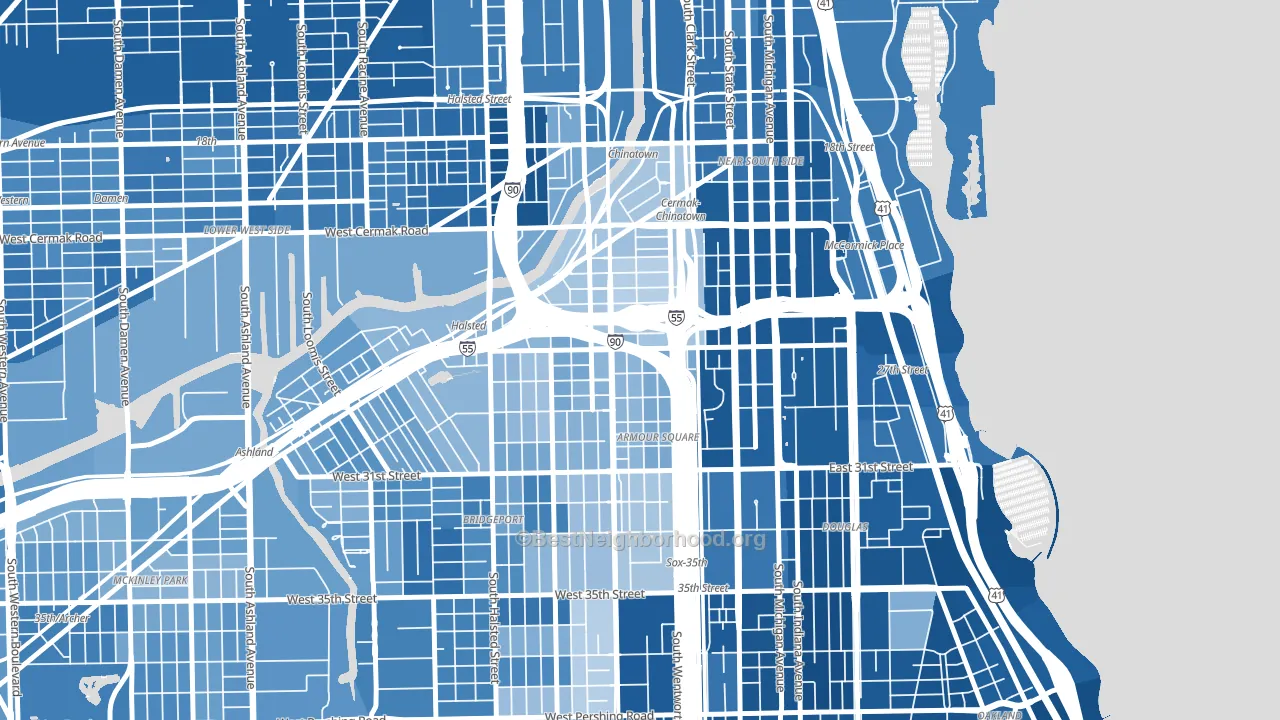 Armour Square, Chicago, IL block-group political-lean map