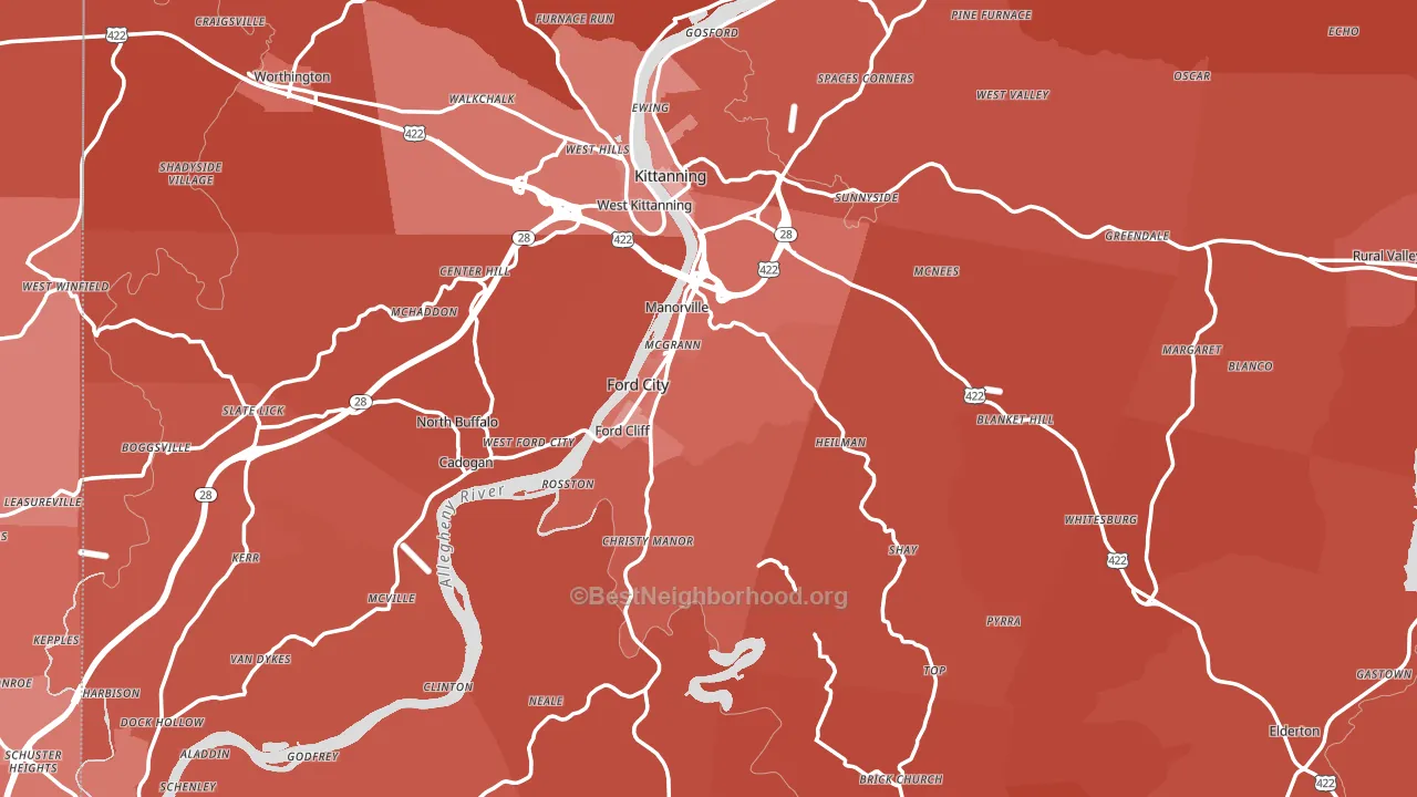 Armstrong County, PA block-group political-lean map