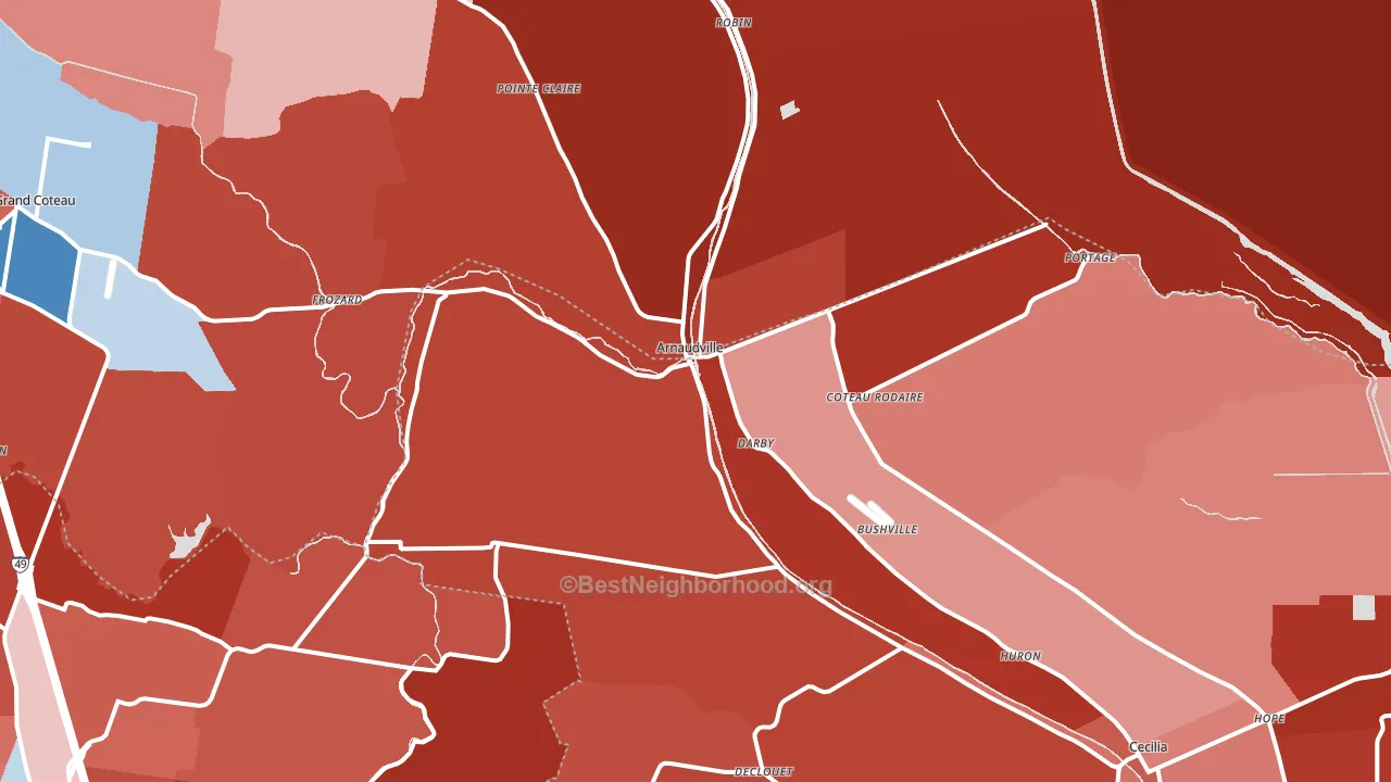 Arnaudville, LA block-group political-lean map