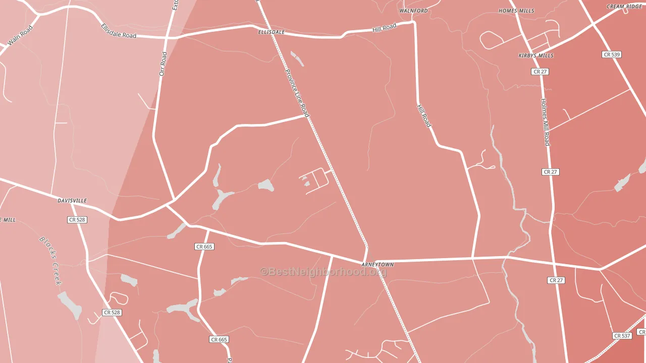 Arneytown, NJ block-group political-lean map