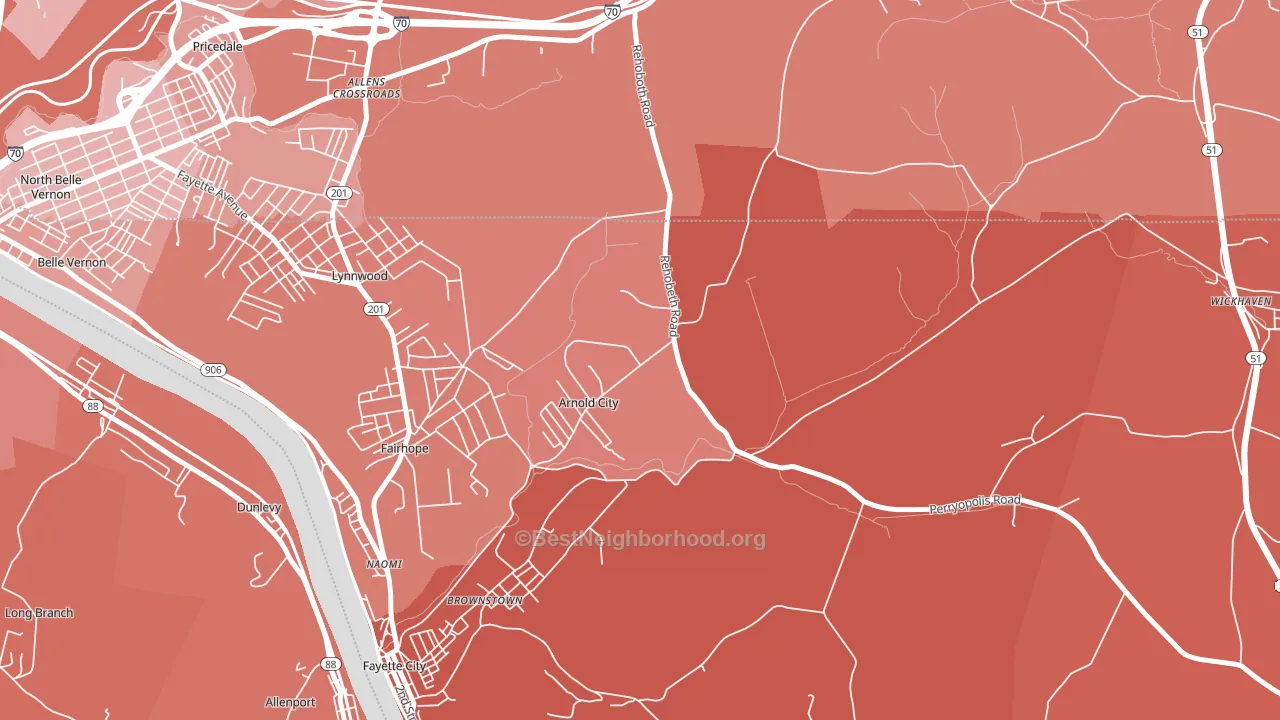 Arnold City, PA block-group political-lean map