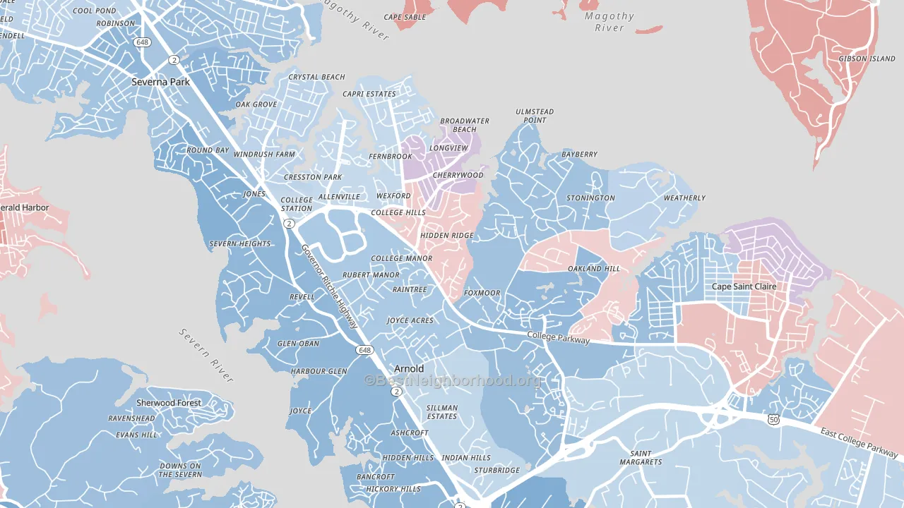 Arnold, MD block-group political-lean map