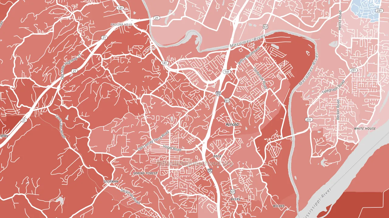 Arnold, MO block-group political-lean map