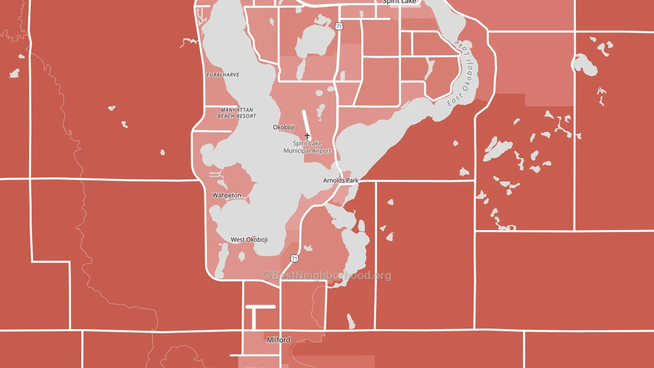 Arnolds Park, IA block-group political-lean map