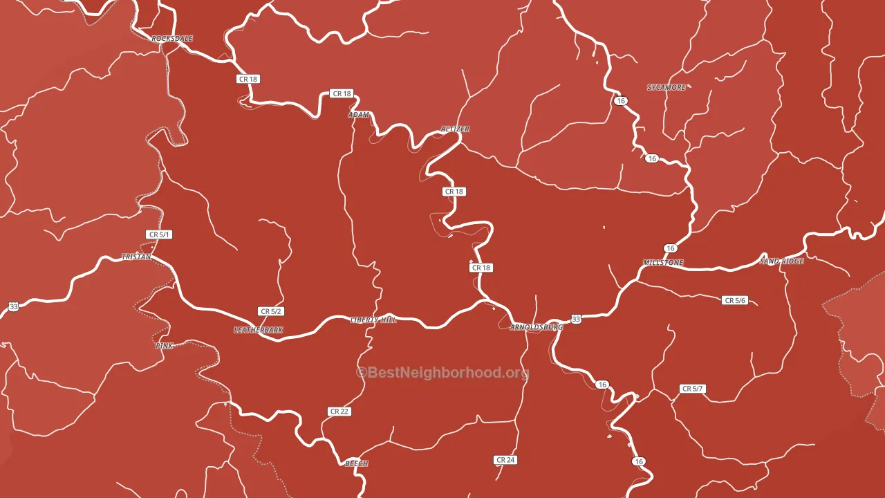 Arnoldsburg, WV block-group political-lean map