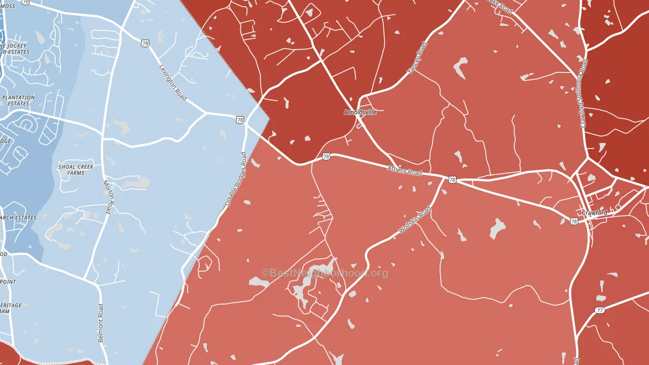 Arnoldsville, GA block-group political-lean map