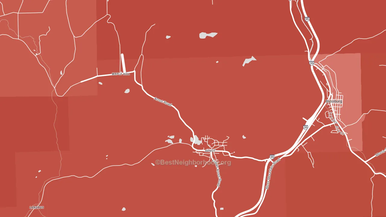 Arnot, PA block-group political-lean map