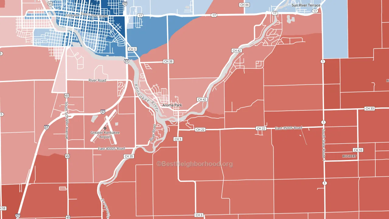 Aroma Park, IL block-group political-lean map
