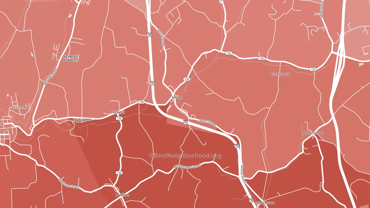 Arona, PA block-group political-lean map