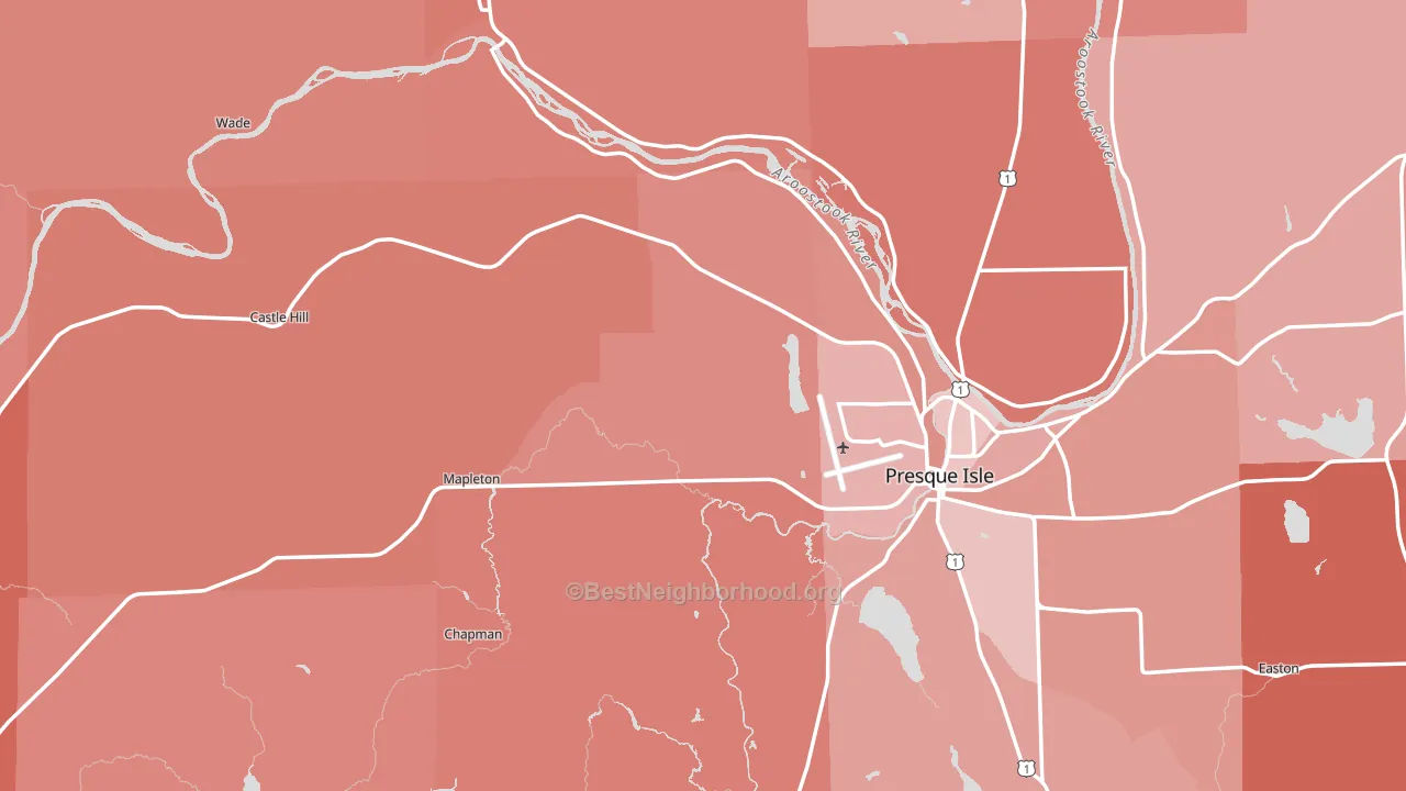 Aroostook County, ME block-group political-lean map