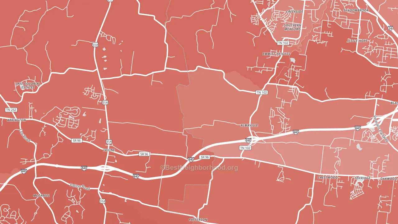 Arrington, TN block-group political-lean map