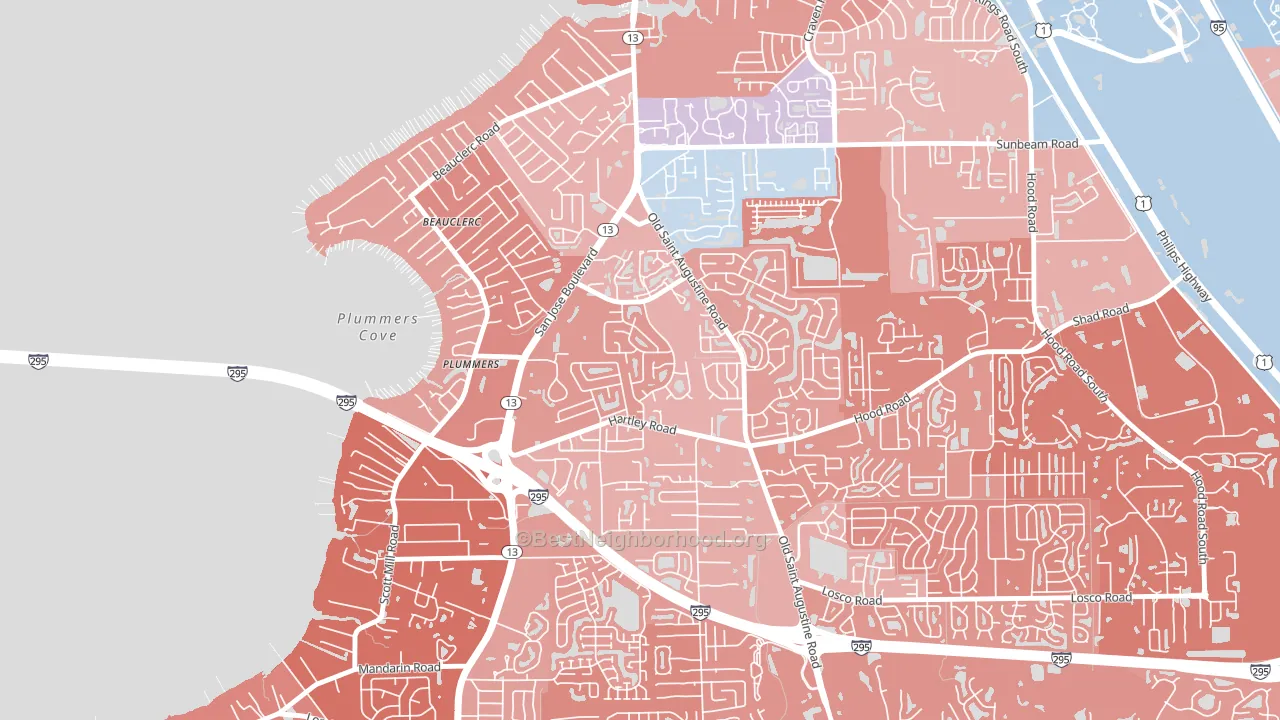 Arrowhead, Jacksonville, FL block-group political-lean map