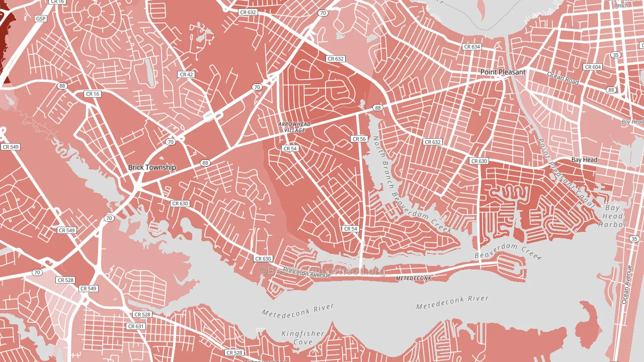 Arrowhead Park, Brick, NJ block-group political-lean map