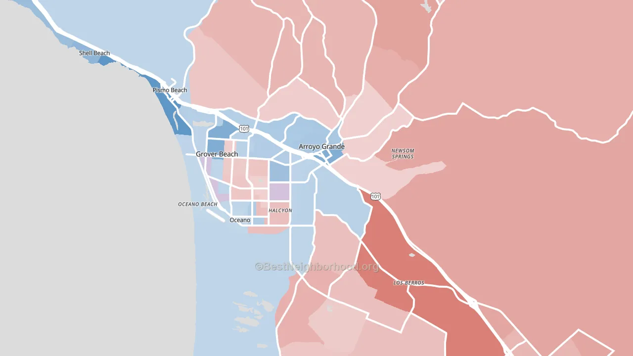 Arroyo Grande, CA block-group political-lean map