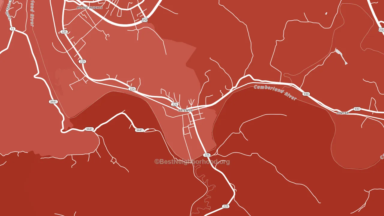Artemus, KY block-group political-lean map
