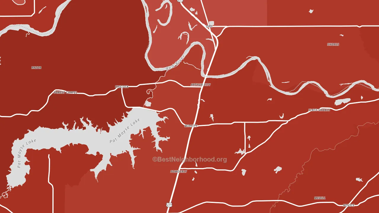 Arthur City, TX block-group political-lean map