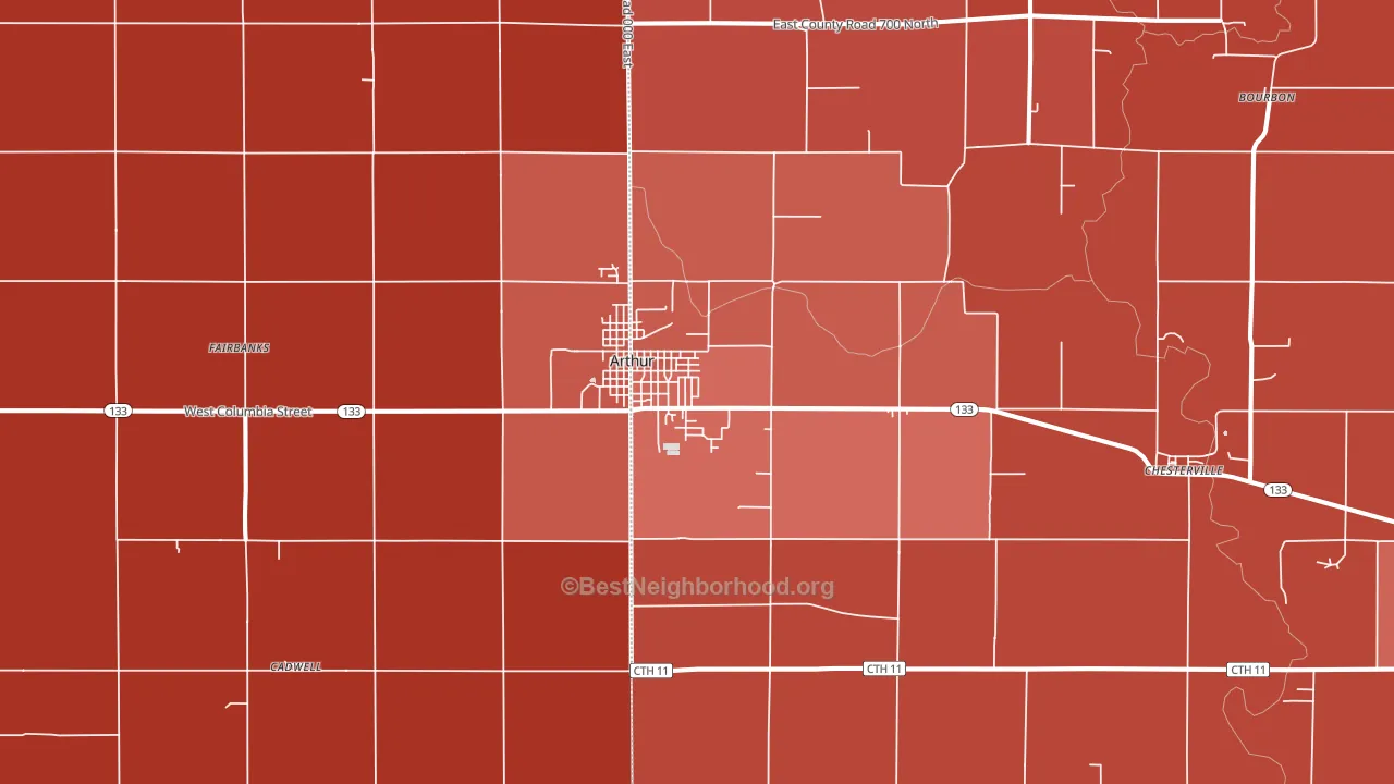 Arthur, IL block-group political-lean map
