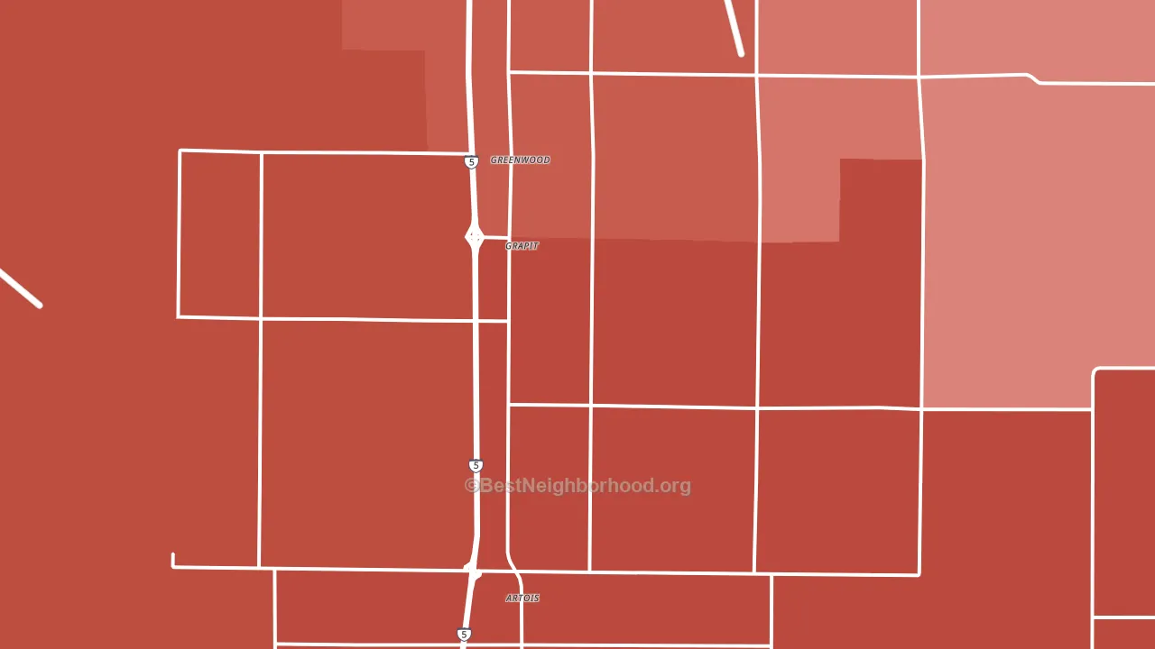 Artois, CA block-group political-lean map
