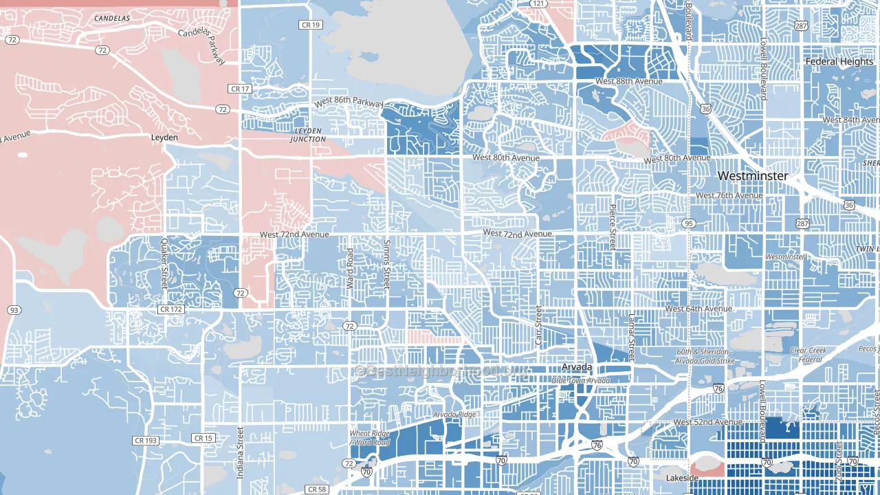 Arvada, CO block-group political-lean map