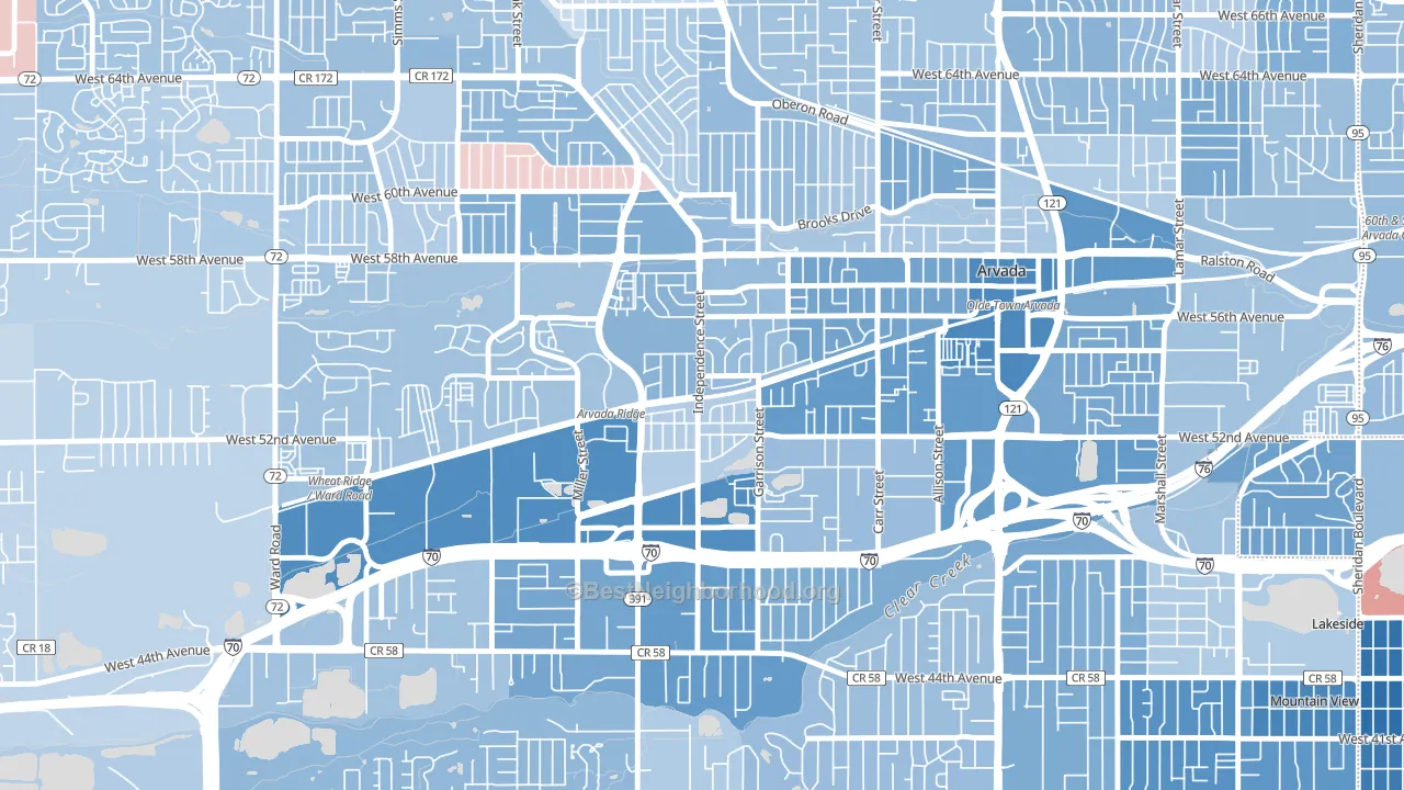 Arvada Plaza Area, Arvada, CO block-group political-lean map