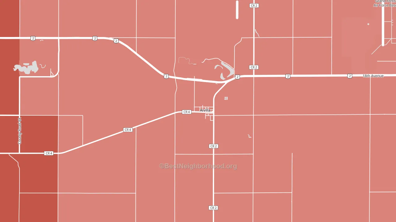 Arvilla, ND block-group political-lean map