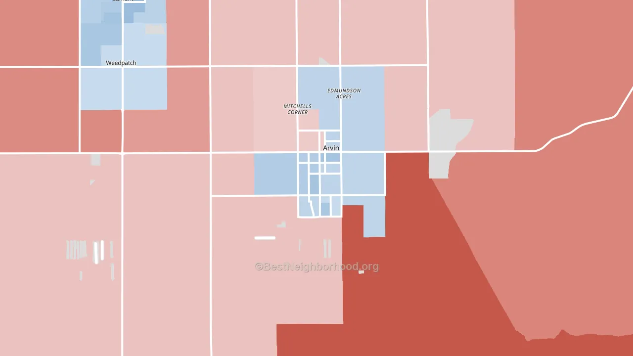 Arvin, CA block-group political-lean map