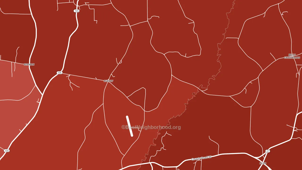 Asbury, AL block-group political-lean map
