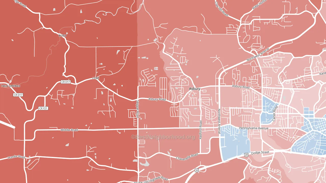 Asbury, IA block-group political-lean map