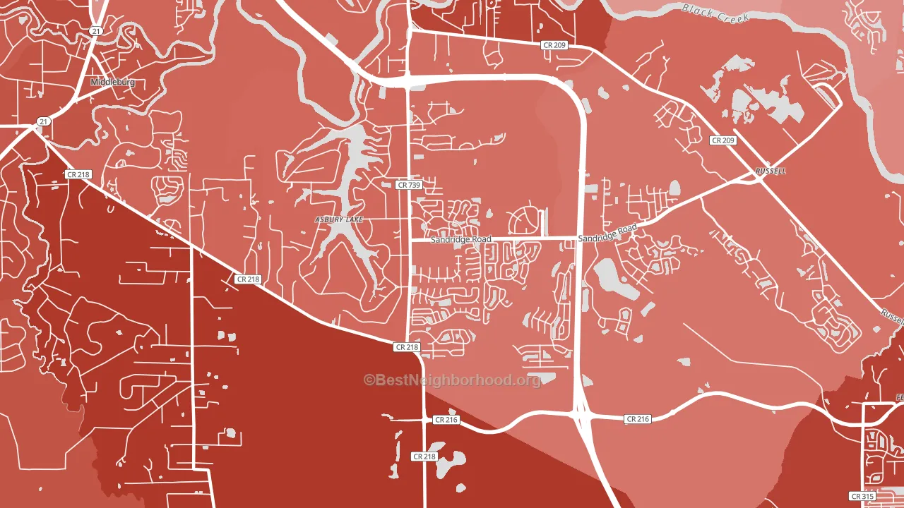 Asbury Lake, FL block-group political-lean map