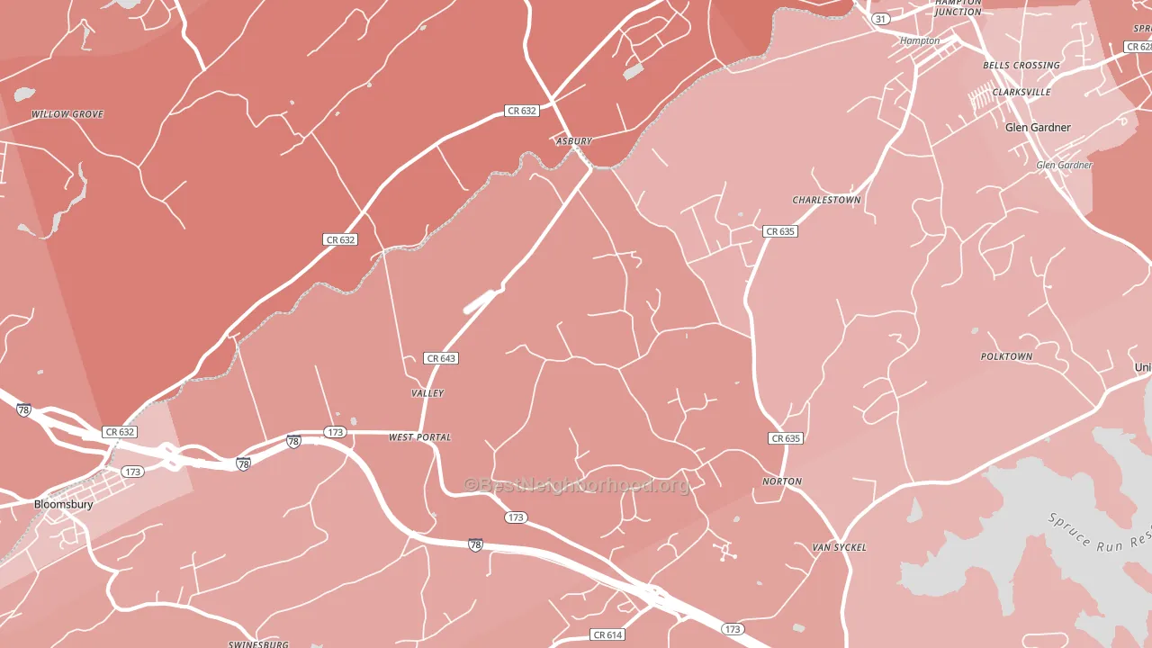Asbury, NJ block-group political-lean map