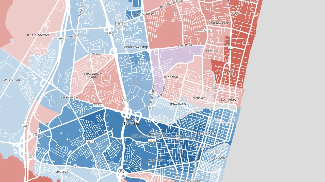 Asbury Park, NJ block-group political-lean map