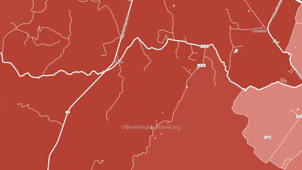 Asbury, WV block-group political-lean map