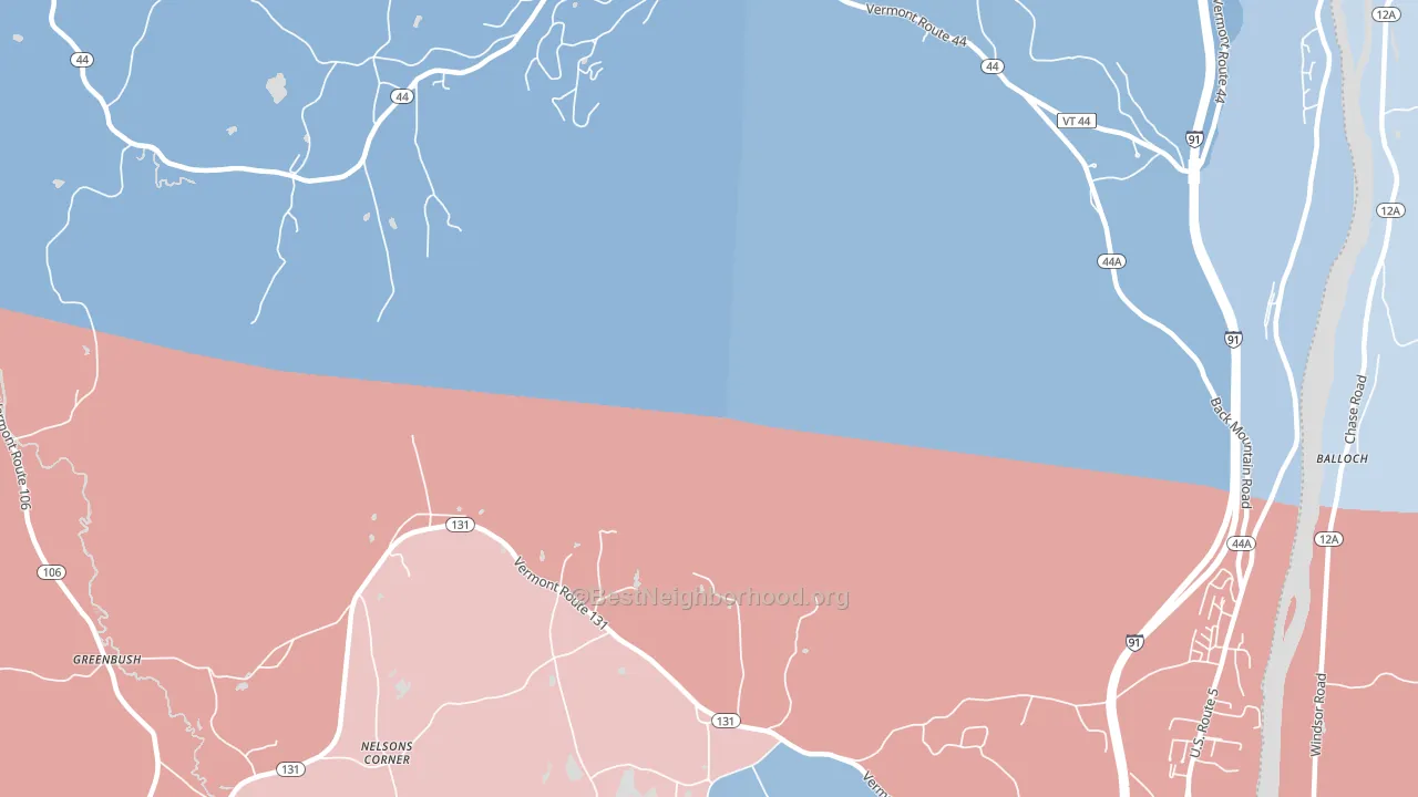 Ascutney, VT block-group political-lean map