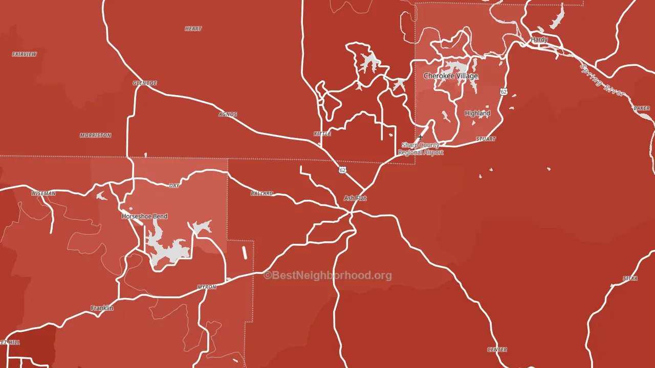 Ash Flat, AR block-group political-lean map