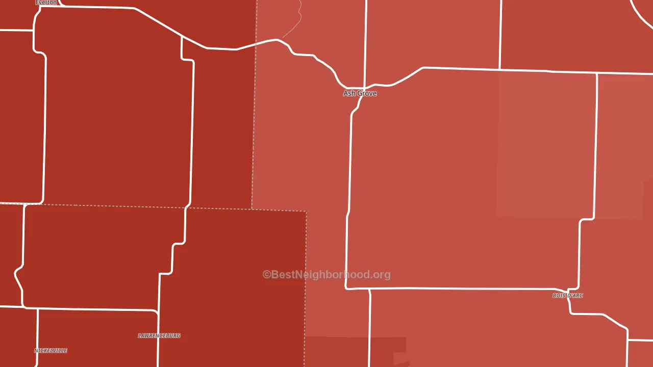 Ash Grove, MO block-group political-lean map