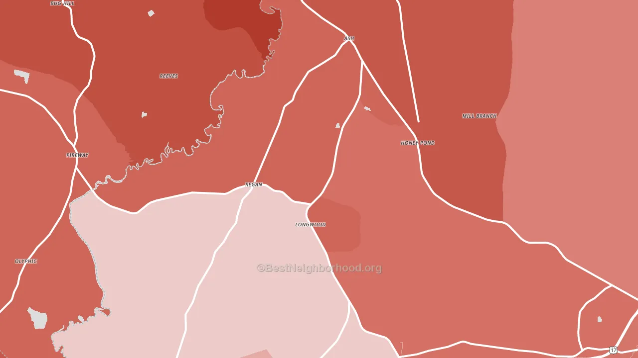 Ash, NC block-group political-lean map