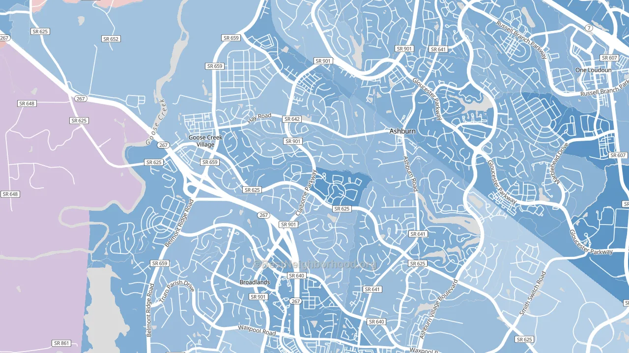 Ashburn Farm, Ashburn, VA block-group political-lean map