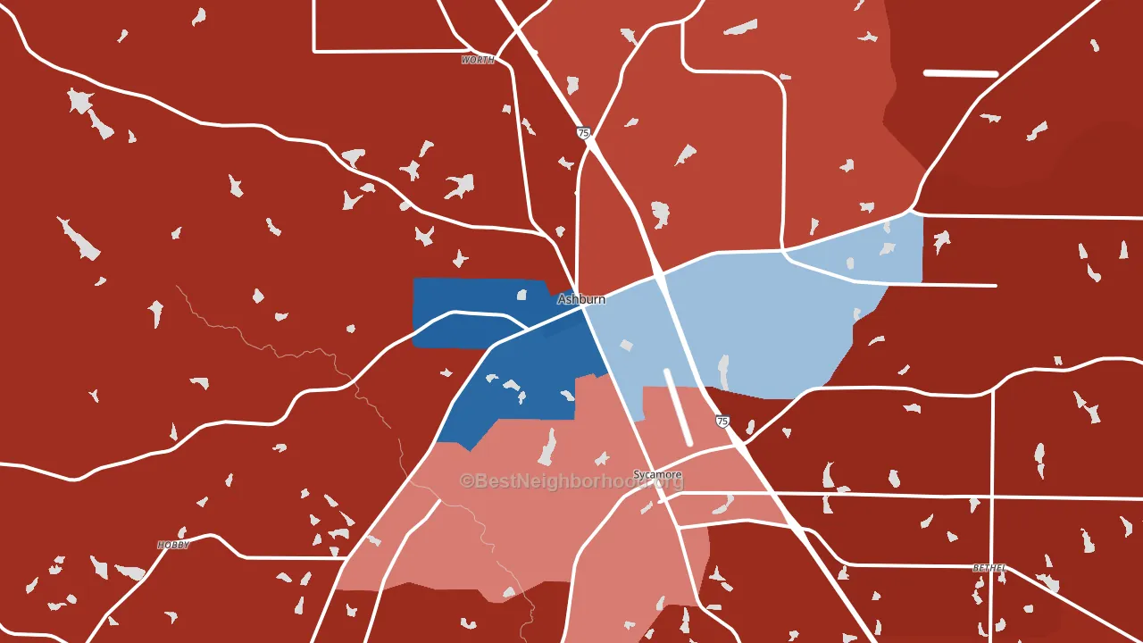 Ashburn, GA block-group political-lean map