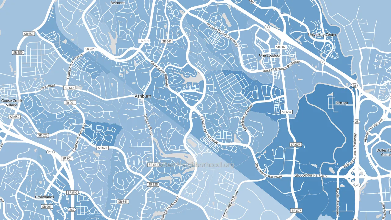 Ashburn Village, Ashburn, VA block-group political-lean map